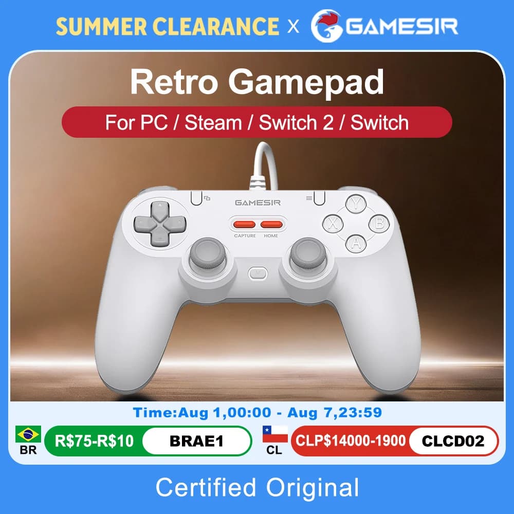GameSir Retro Gamepads Wired Controller for PC Windows Steam Switch Controle Hall Effect stick 2 Mappable Buttons Tegenaria Lite