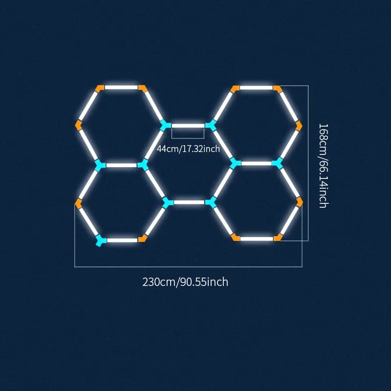 Hexagon Garage Lights Car Ceiling Lights Super Bright 6500K Honeycomb LED Light DIY LED Tube Car Detailing Showroom 4S Workshop Barber Ceiling Lighting Studio Home Gym Lighting