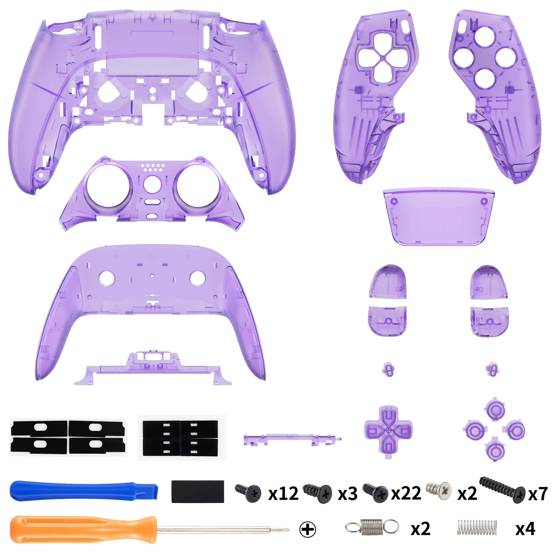 eXtremeRate Black Full Set Housing Shell with Buttons Touchpad Cover for ps5 Edge Controller - Single & Transparent Series