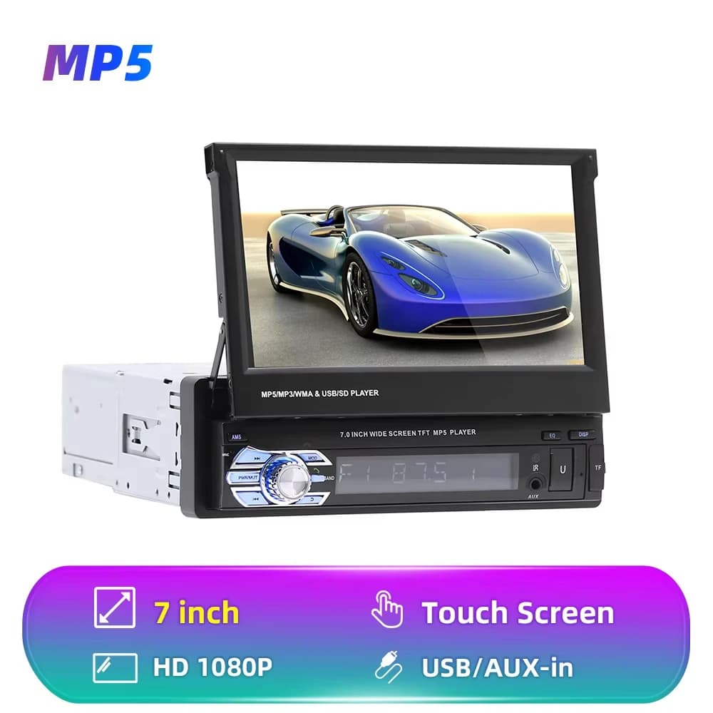 Podofo Android 1 Din Car Rotatable Radio Screen Carplay because Multimedia Video Player Universal Car Audio GPS Navigation WIFI