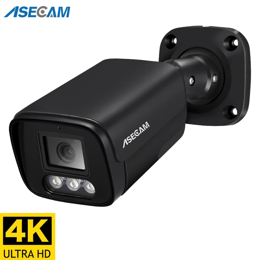 ASECAM 4K 8MP IP Camera Audio CCTV Recording Outdoor POE H.265 Onvif Metal BlackHuman Detection Surveillance Camera From Poland