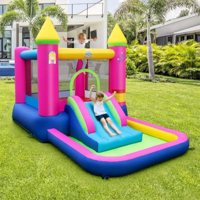 Inflatable Bounce House 4-in-1 Kids Princess-themed Bouncer Blow-up Bouncy Castle