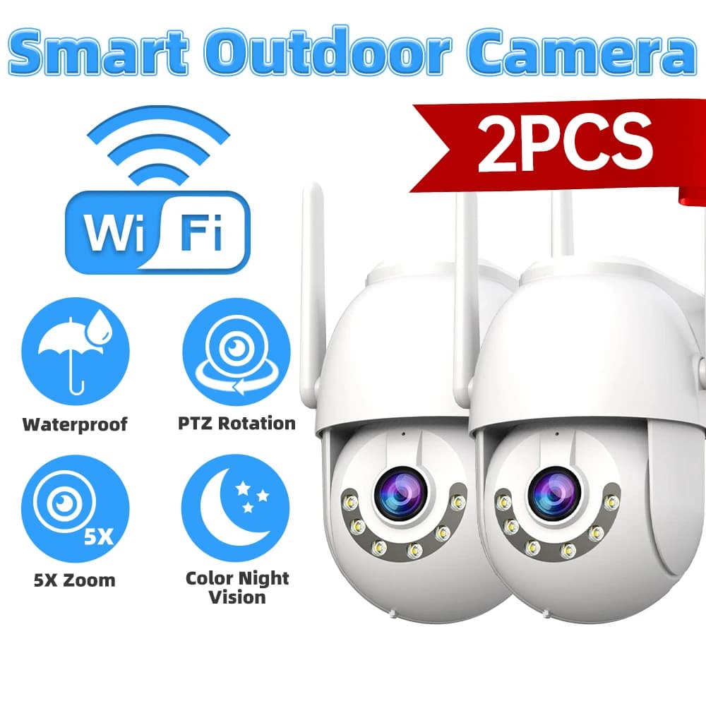 2Pcs WIFI IP Camer Outdoor Wireless Surveillance Camera 5X Zoom Motion Detection CCTV Vedio Cameras Home Security Protection