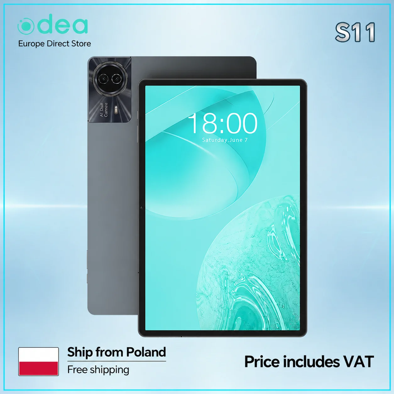 ODEA S11 Tablet 16GB(6GB+10GB) RAM 256GB ROM 11" 1920x1200 IPS T606 8-core Android 14 8000mAh Type-C GPS 4G LTE By Teclast