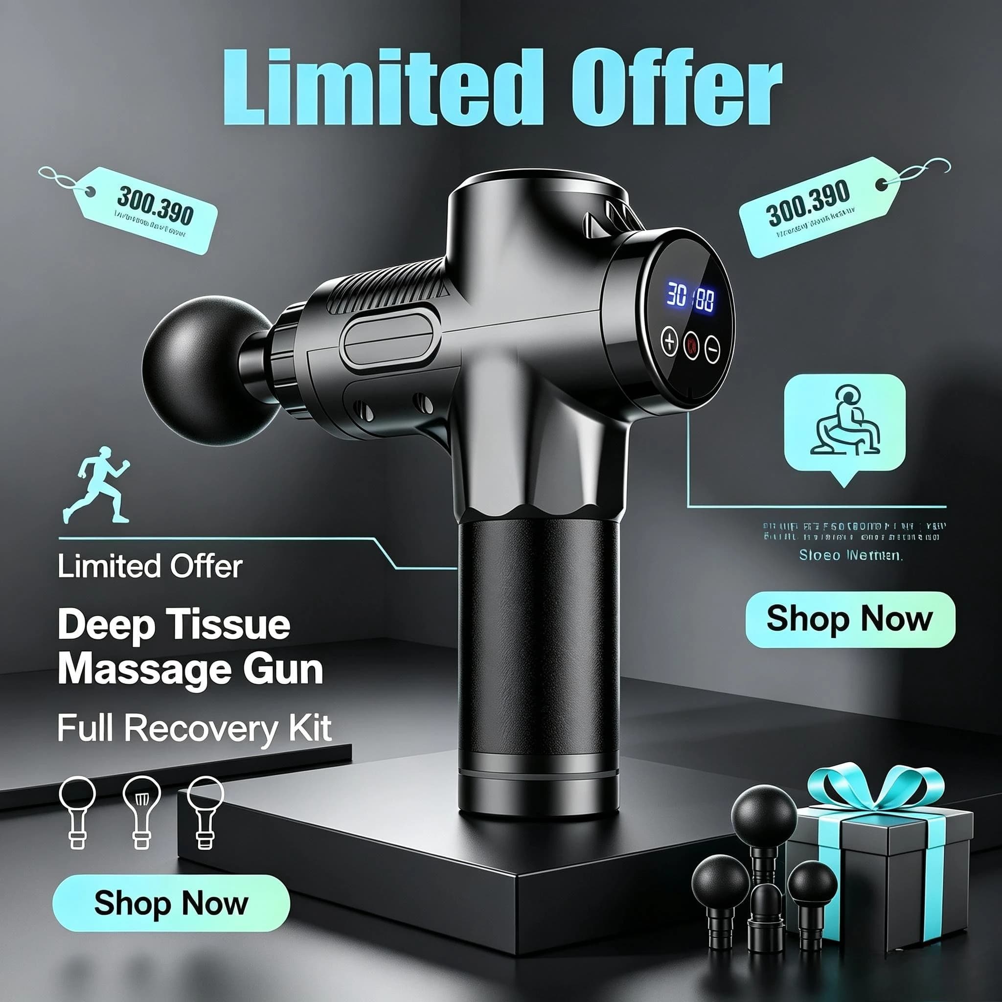 Massage Gun Deep Fascia Muscle Relaxer Multi Speed Adjustable Noise Cancelling Massage Equipment Handheld Neck Body Massager Workout Recovery Tool For Men Women