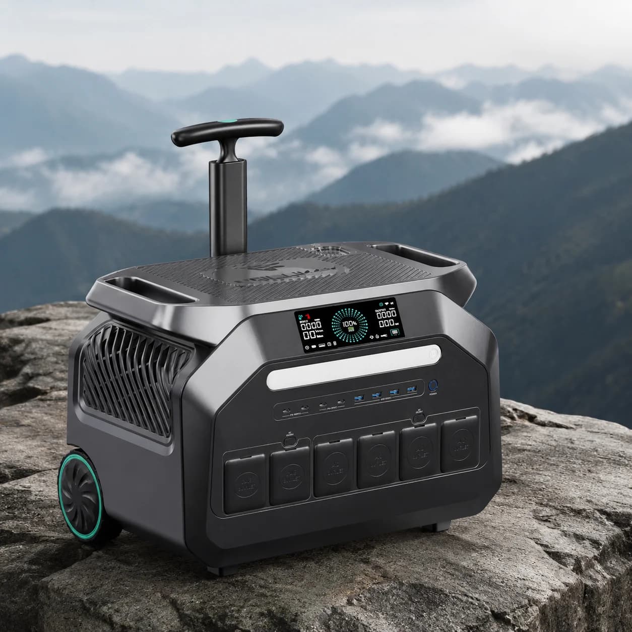 IEETek P2400 Camping Power Station Power 2400W (4800W Maximum Output) Trolley Solar Generator 2048Wh BLifepo4 Battery  APP Control  16 Different Output Ports Across