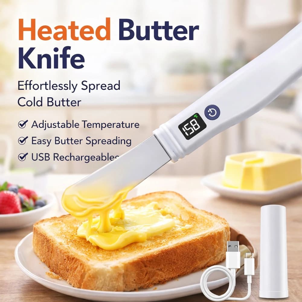 USB Rechargeable Heated Butter Spreader Electric Knife For Cold Butter, Cheese, Chocolate And Other Kitchen Foods