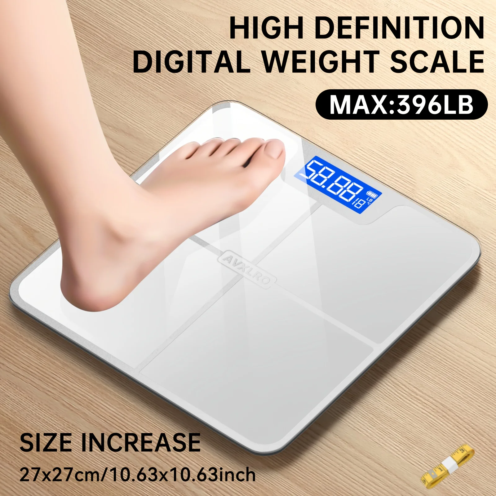 Weight scale electronic scale, 396 pound digital bathroom scale, high-precision weight scale with LCD high-definition display an