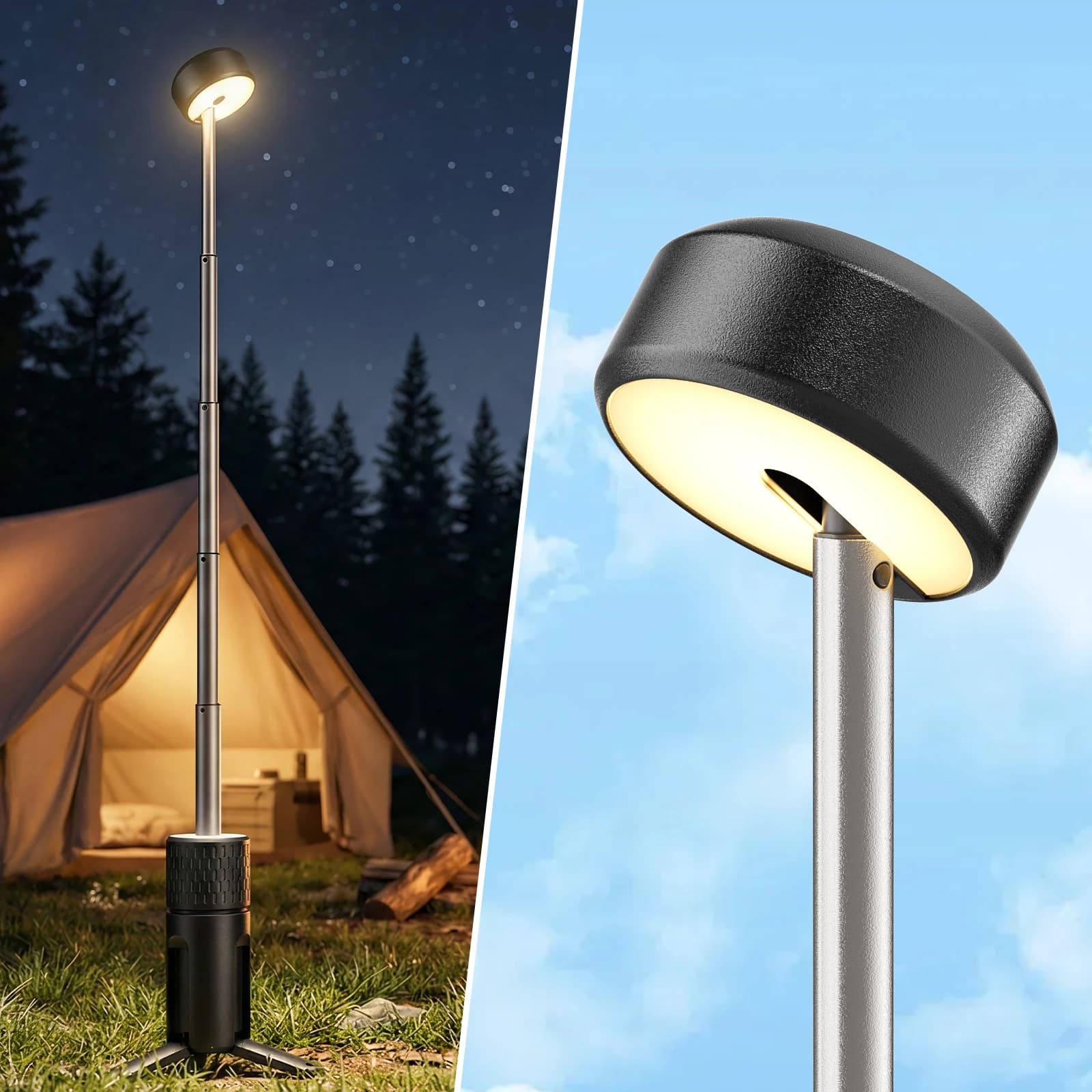 Portable Camping Lanterns Telescopic LED Lights Tripod Stand With Storage Bag Emergency Light For Outdoor Waterproof Work Lights