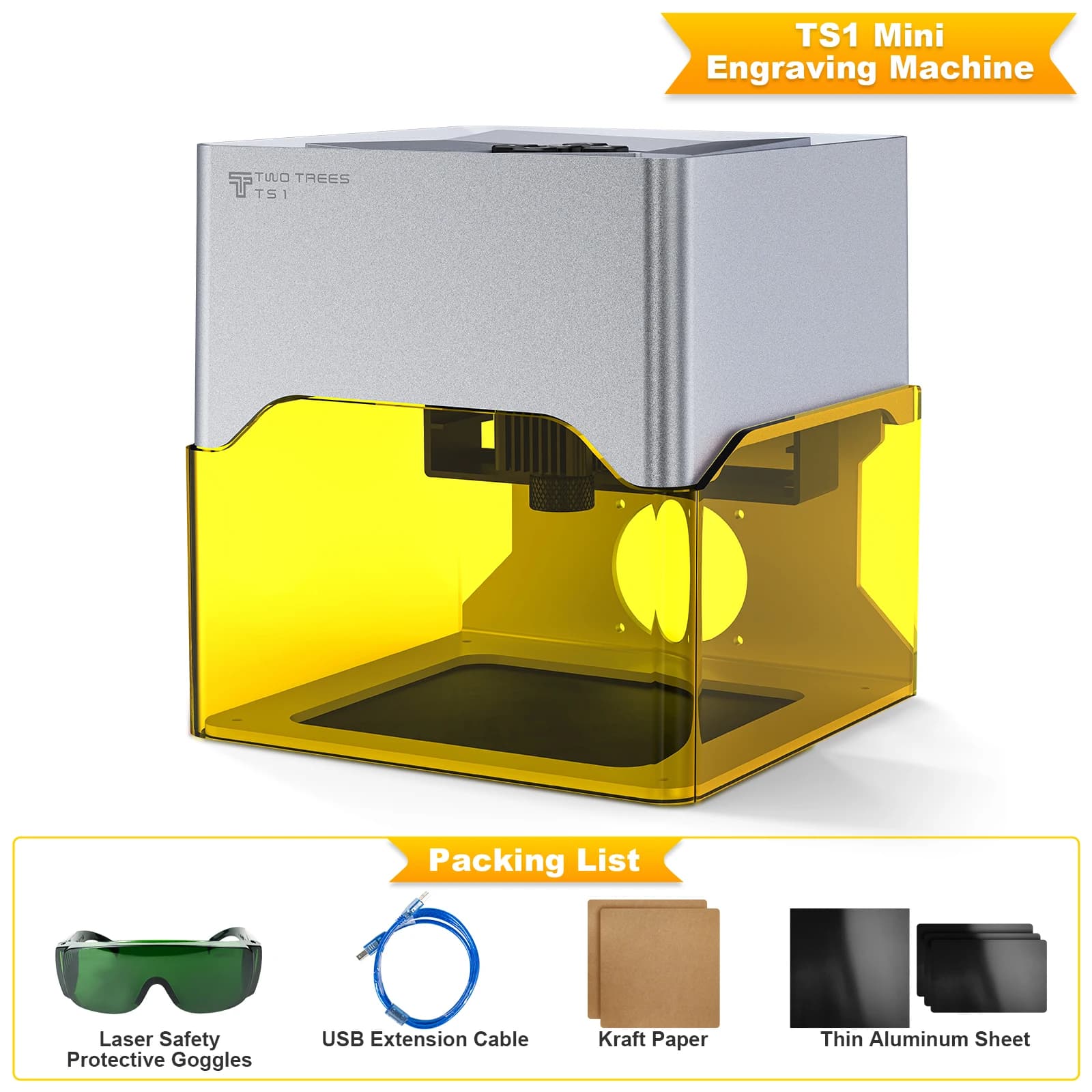 TWO TREES TS1 Mini Laser Engraver 80x80mm Engraving Area 0.1mm Accuracy Bluetooth/USB Connection | Lightburn/LaserGRBL