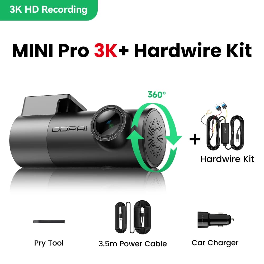 DDPAI Mini Pro 2K Dash Cam with WiFi Smart Voice Control, Support Night Vision and 24H Parking Monitor Car DVR