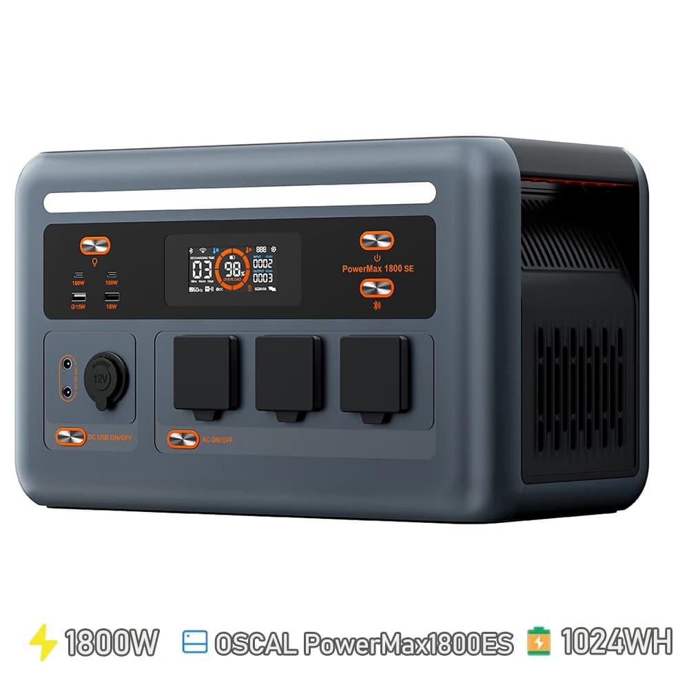 OSCAL PowerMax1800SE Portable Power Station 1800W Solar Generator 1024Wh Lifepo4 Battery Home Backup Outdoor Camping Mobile Power