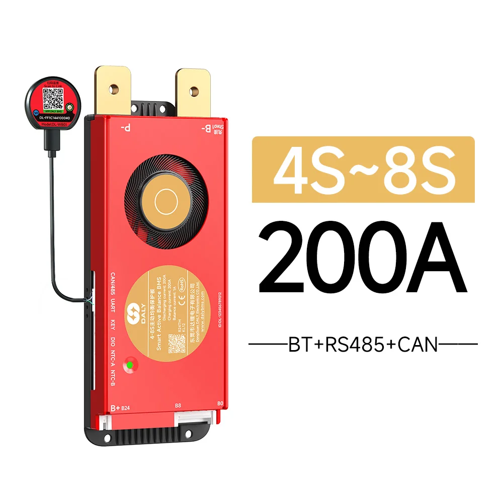 DALY 100 BMS Lifepo4 4S 7S 8S 10S 16S 17S 24S 60A 100A 150A 300A BMS with Active Balancer Built-in Bluetooth WIFI RS485CANBUS