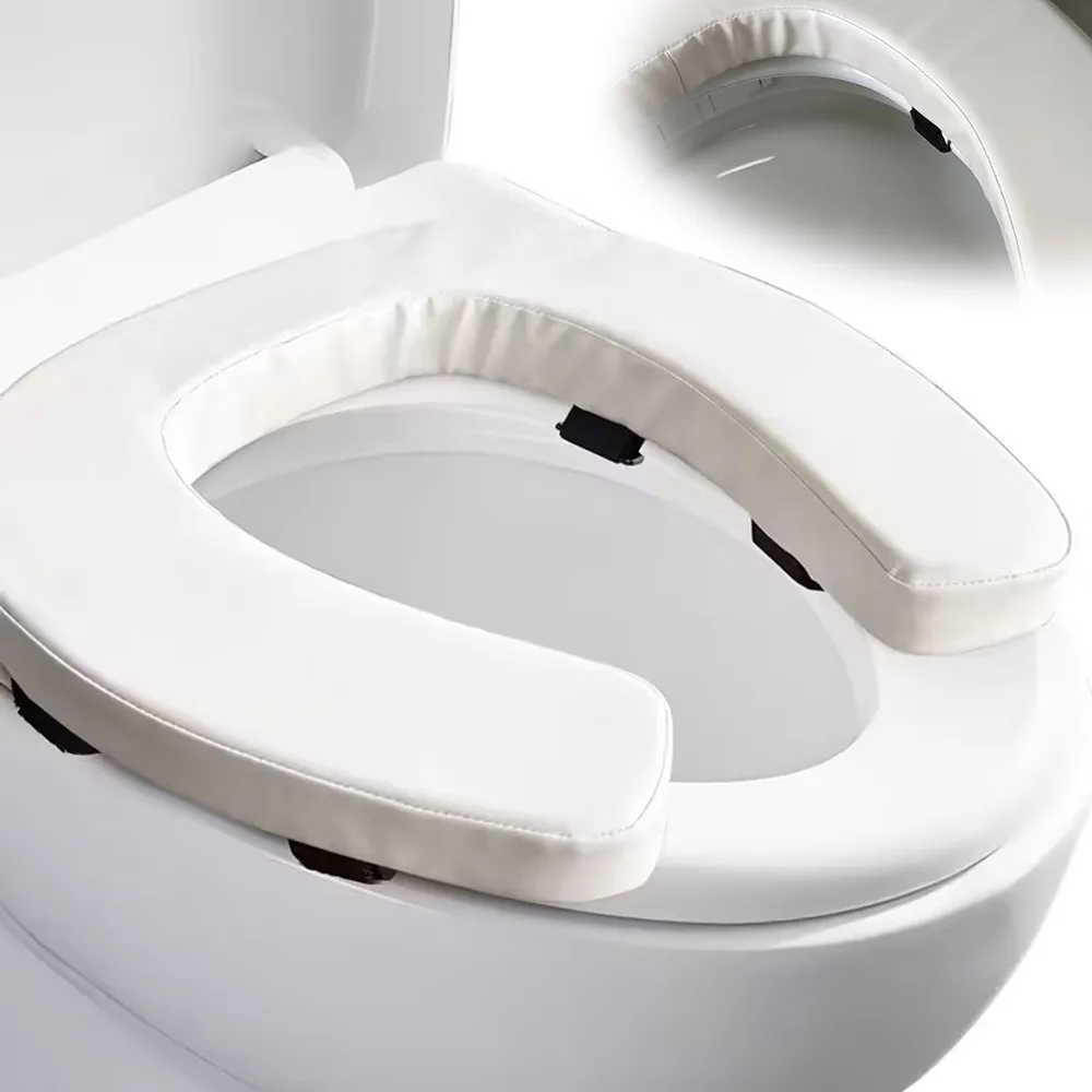 Padded Toilet Seat Riser with High-Density Foam, Elderly Bathroom Toilet Booster Seat, for Pregnant Elderly Bathroom Hospital RV Shop Home Travel