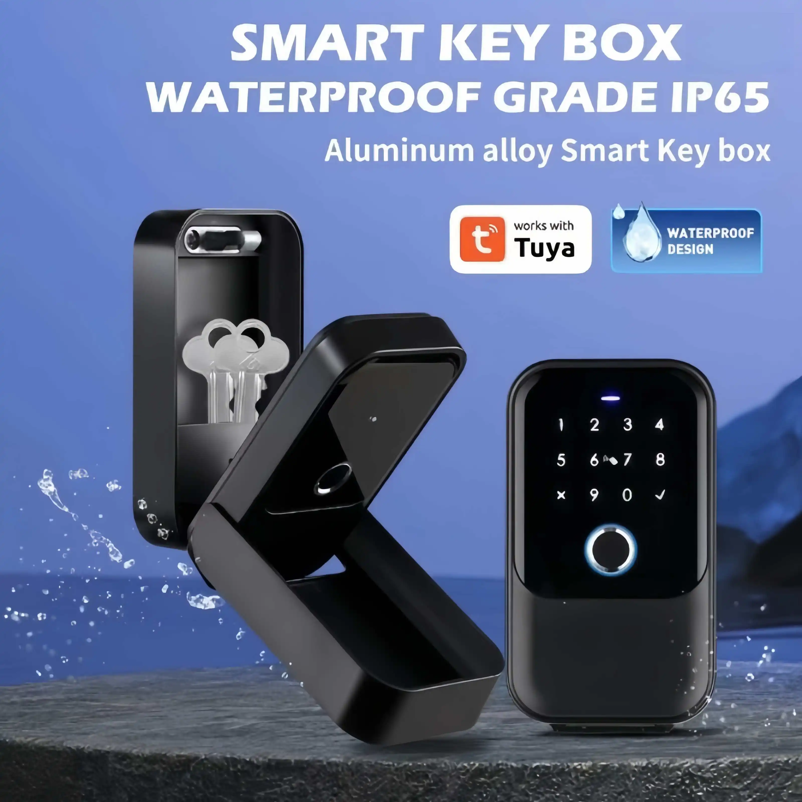 Outdoor Fingerprint keys Box, Password storage, WiFi Bluetooth Smart Lock, Multiple Unlocking, Weatherproof