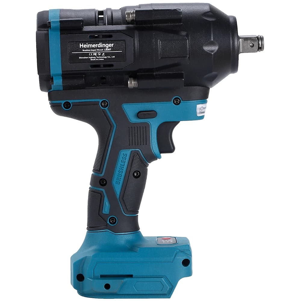 Heimerdinger 18V 1000NM 1/2 brushless cordless impact wrench compatible with makita battery for car, truck repair, No battery