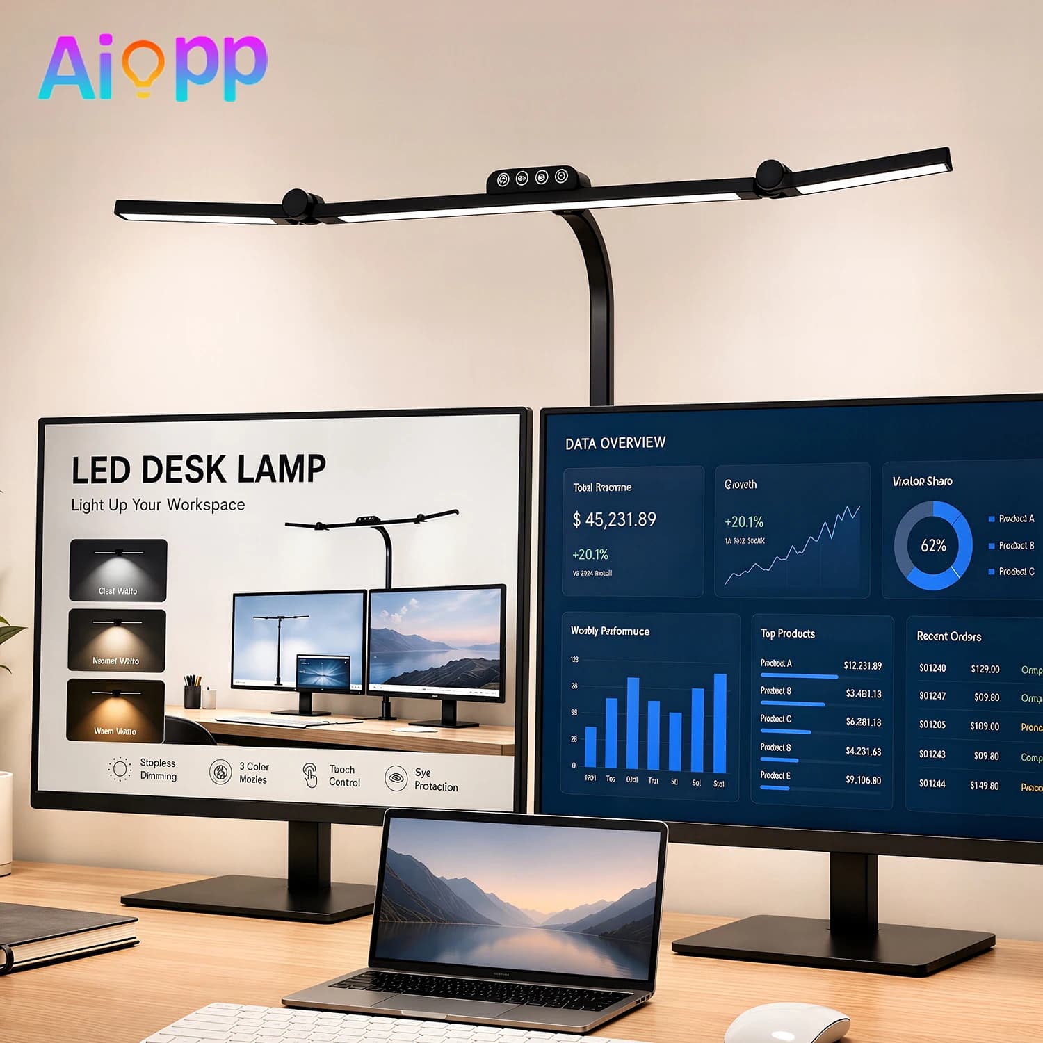 Ultra Bright LED Desk Lamp with Base/Clamp, High CRI Eye Protection Touch Dimmable Reading Lamp For Student Home Office Use