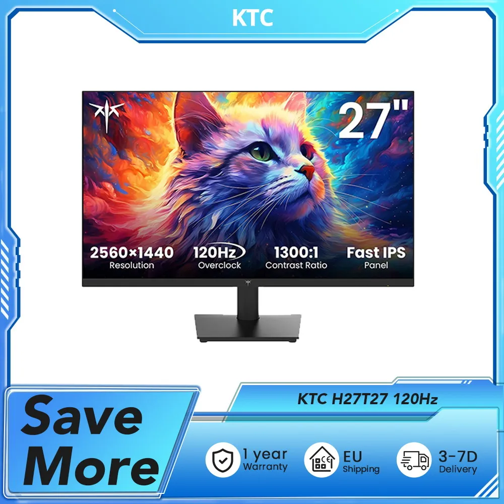 KTC H27T27 Office monitor 27 " 2560×1440 100Hz overdrive to 120Hz 2K QHD Resolution IPS Panel HDR10 Low Blue Light Flicker-Free