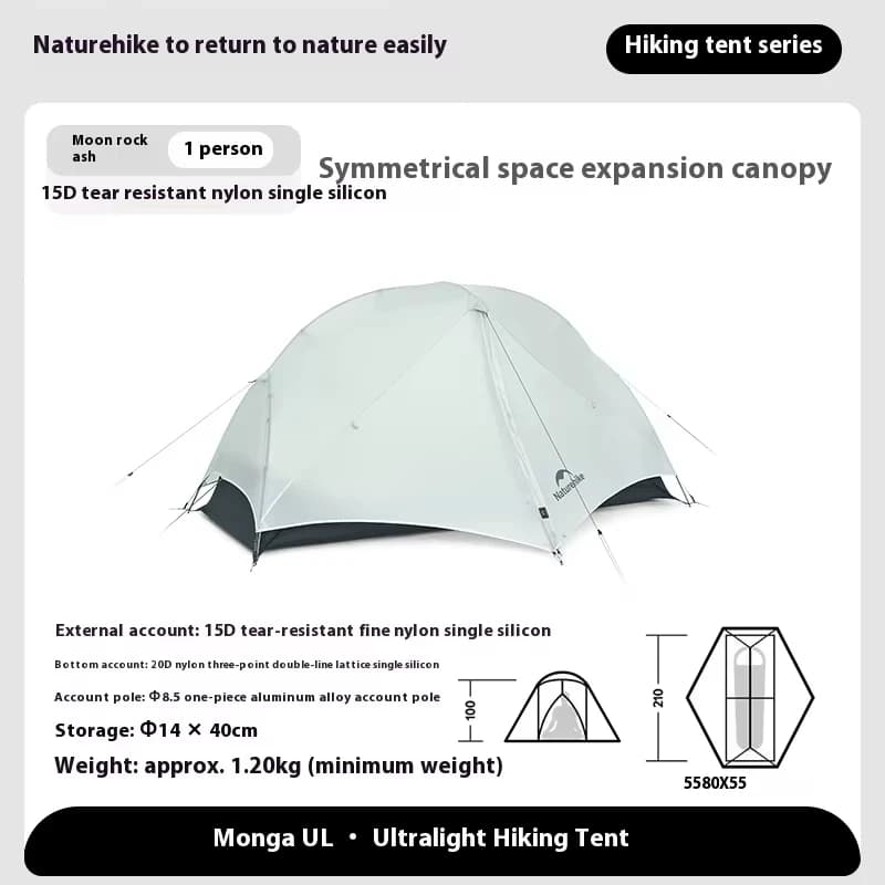 Naturehike Mongar UL Camping Tent 1-2 People 15D Nylon 3 Season Tent ultralright Portable water protective Travel Travel Tent