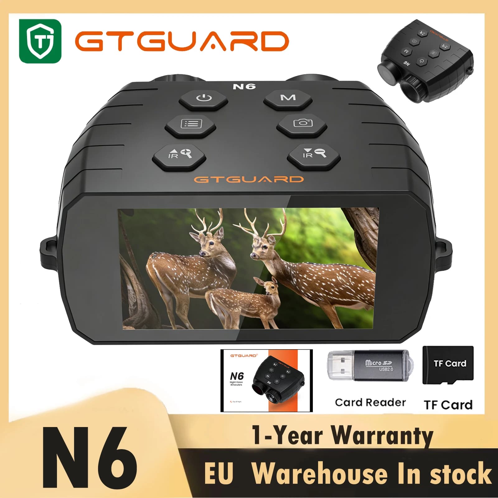 GTGUARD N6 Night Vision Binoculars 5X Digital Zoom 2000mAh Rechargeable Infrared Vision Night Goggle Field Hunting Telescope