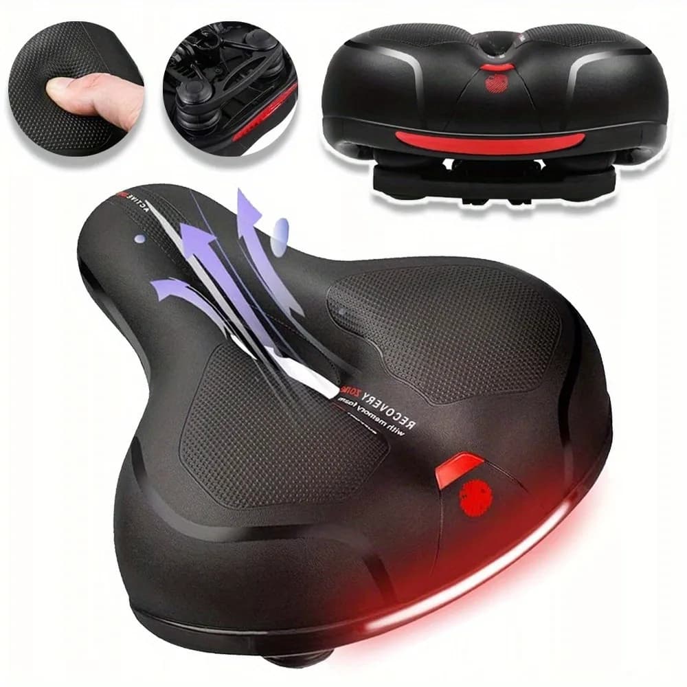 Mountain Bike Seat, Comfortable Soft Bicycle Saddle for Men & Women with Dual Shock Absorbing Ball, Wide Bicycle Saddle Fit for Stationary/Exercise/Indoor/Mountain/Road Bikes