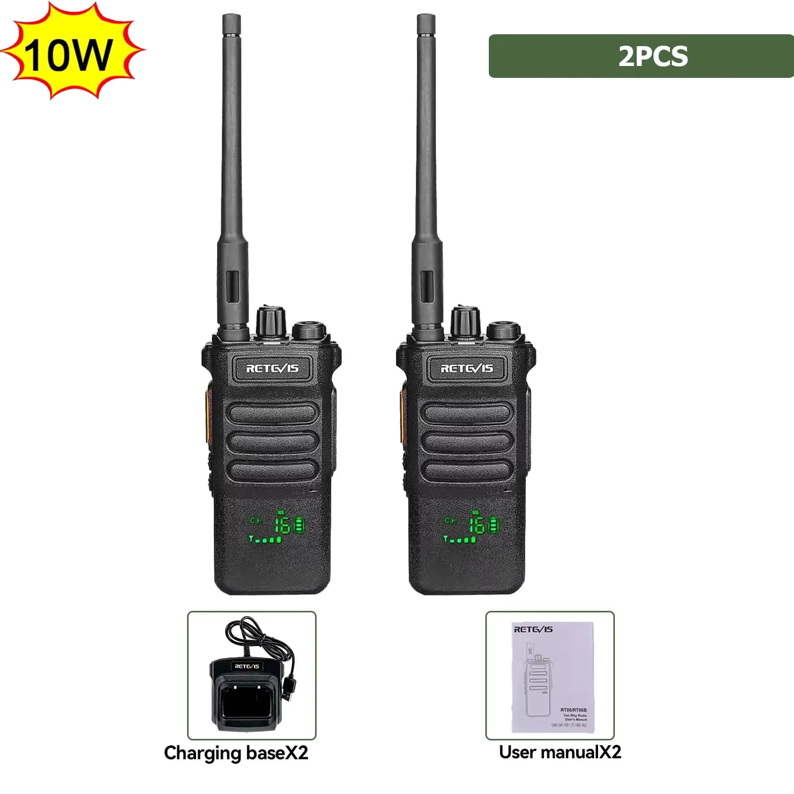 Retevis RT86 Walkie Talkie Professional Two Way Radio Long Range Type-C Communication Radio for Outdoor Business Farm