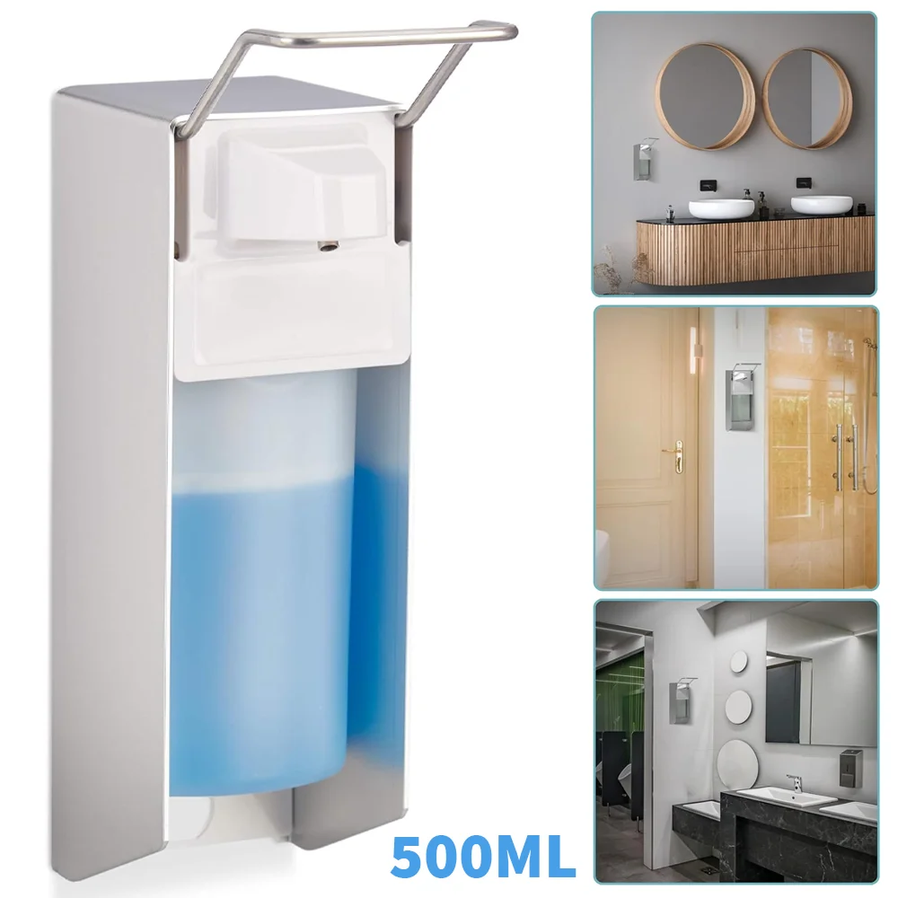 500ml Non-Perforating Soap Dispenser Hand Sanitizer Wall Hanger Press Dispenser Home Hotel Shower Gel Shampoo Box Wall Mount