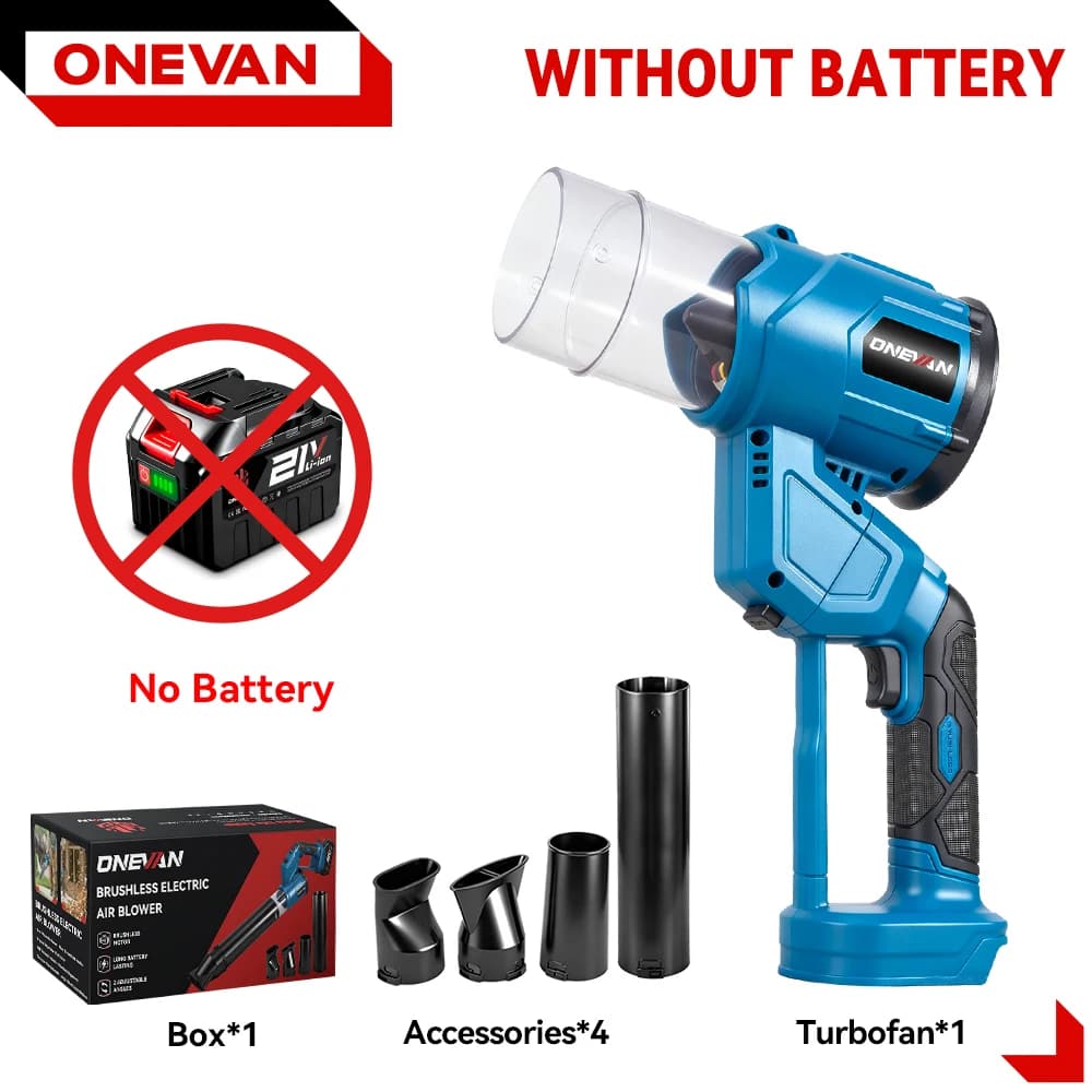 ONEVANE 35000RPM Brushless Electric Air Blower 2in1 Turbo Blowers Fan Leaf Snow Dust Blowing Tool For Makita 18V Battery Pin
