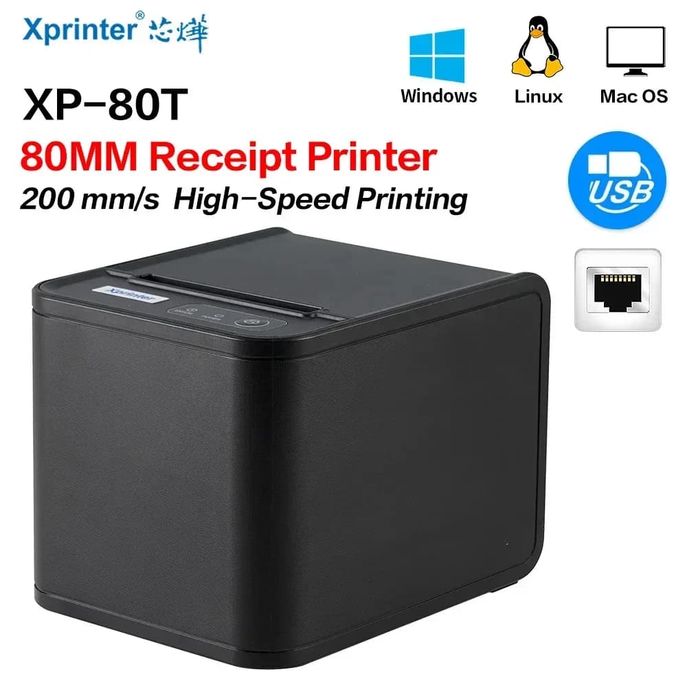 Wholesale 80MM Auto-Cut Thermal Receipt Printer Bill Printer 200MM/S High Speed With USB+LAN -1 Roll Paper