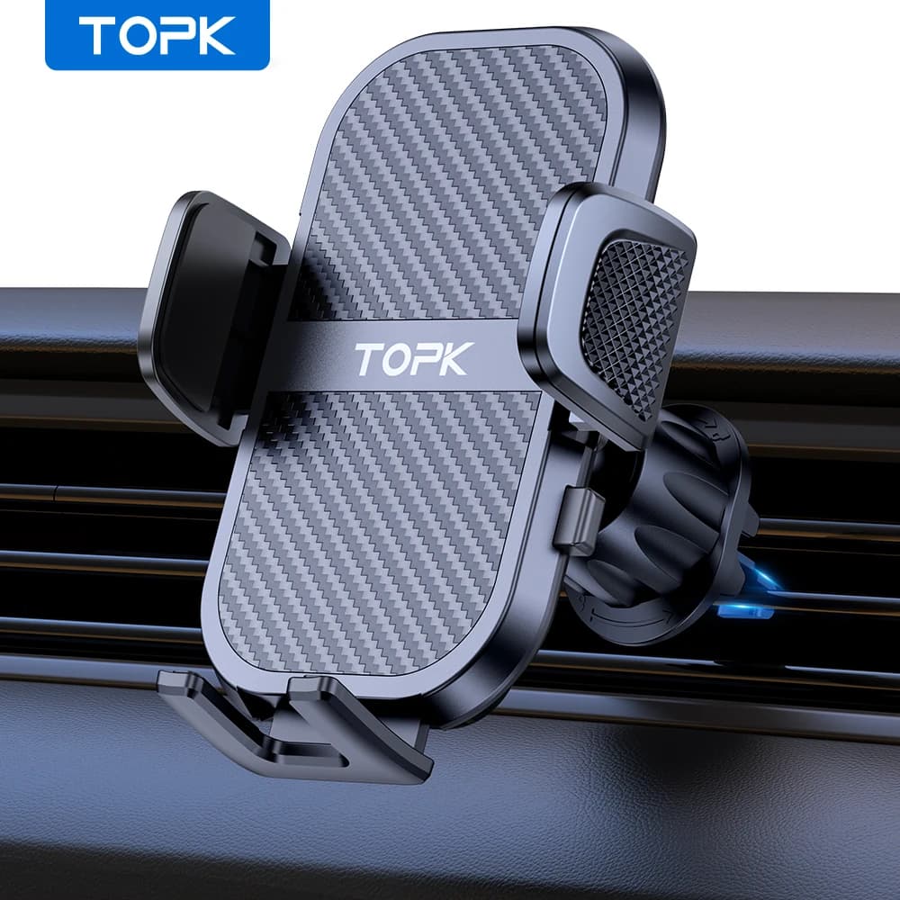TOPK Car Phone Holder Air Vent Car Phone Holder Mount 360° Rotation Adjustable Clip Compatibility Fit for All 4"-7" Smartphon