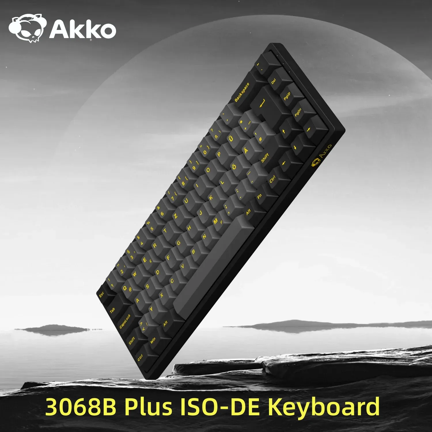 Akko 3068B Plus Black & Gold 65% ISO-DE Layout Mechanical Gaming Keyboard Hot-swapple Multi-Modes 2.4GHz /USB Type-C/BT 5.0