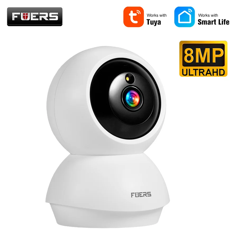 Fuers 4K 8MP Wireless IP Camera Indoor WiFi Surveillance works with Tuya Smart APP Home Baby Monitor Auto Tracking CCTV Security