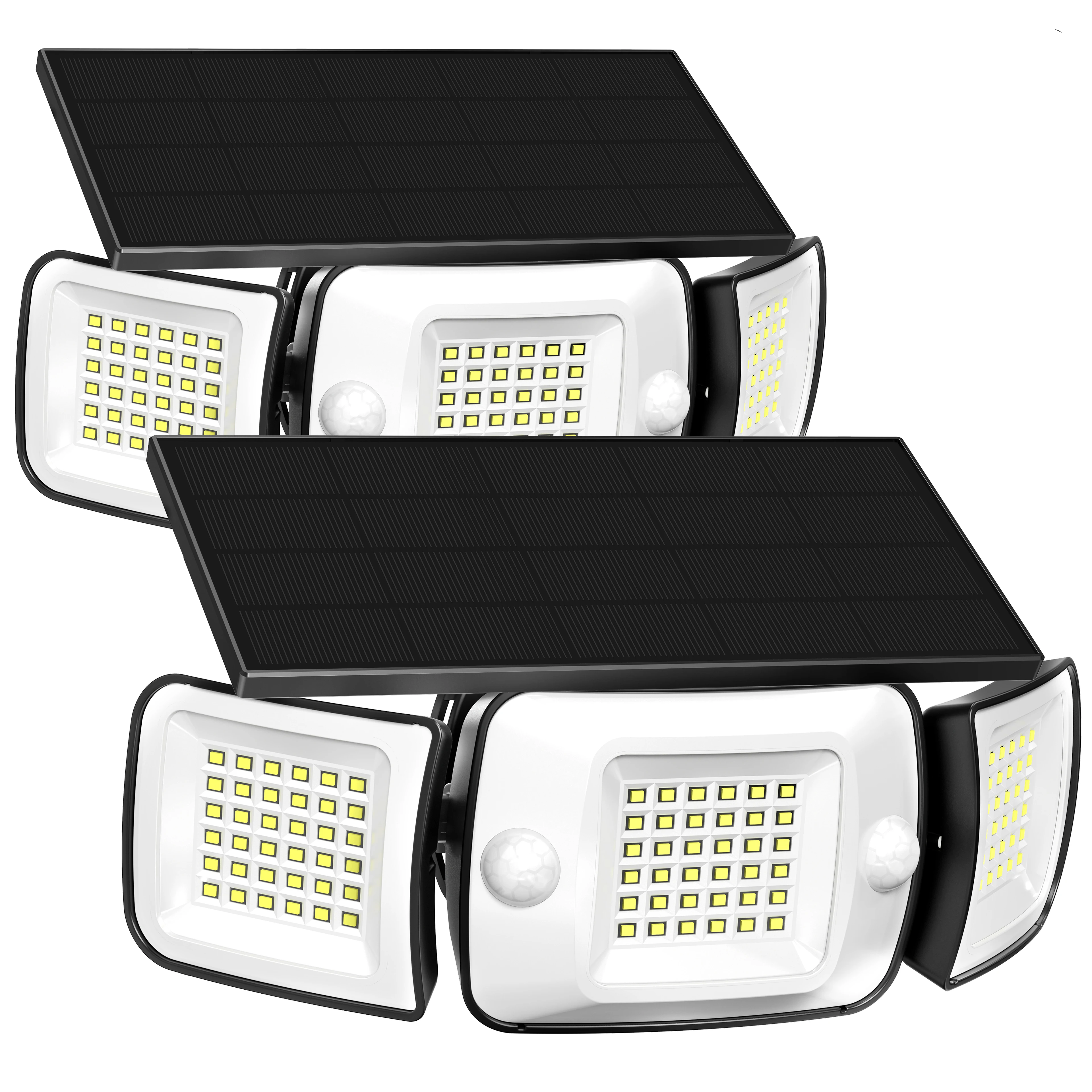 Intelamp 2PCS Solar Spotlight 4000Mah Large Panel and Battery Ip65 With 3 Mode Motion Sensor 6500K Light for Garden Yard Garage