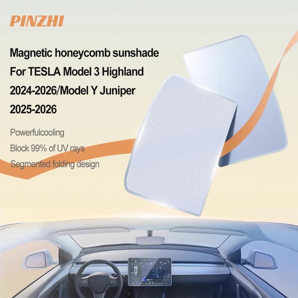 BYTON Sunroof Honeycomb Sunshades For Tesla Model 3 Highland Model Y Juniper 2025-2026 Sun Pare Glass Front Rear Skylight Accessory