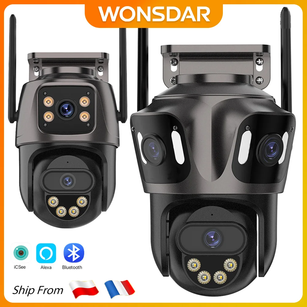 WONSDAR Outdoor Wifi PTZ Camera Three Lens or Dual Lens IP Camera Auto Tracking Color Night Vision Video Surveillance CCTV ICsee