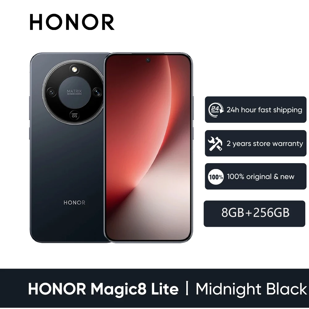 2026 New Honor Magic8 Lite Eu Version 5g Smartphone Android Mobile Phones Amoled Snapdragon 6 Gen 4 7500Mah 108Mp Ois Ai Camera