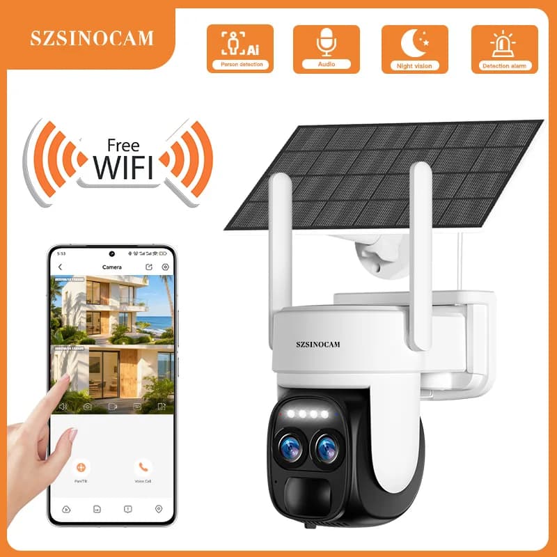 SZSINOCAM WiFi PTZ Built-in Battery Outdoor Wireless Solar IP Camera HD Video Surveillance Camera Long Time Standby