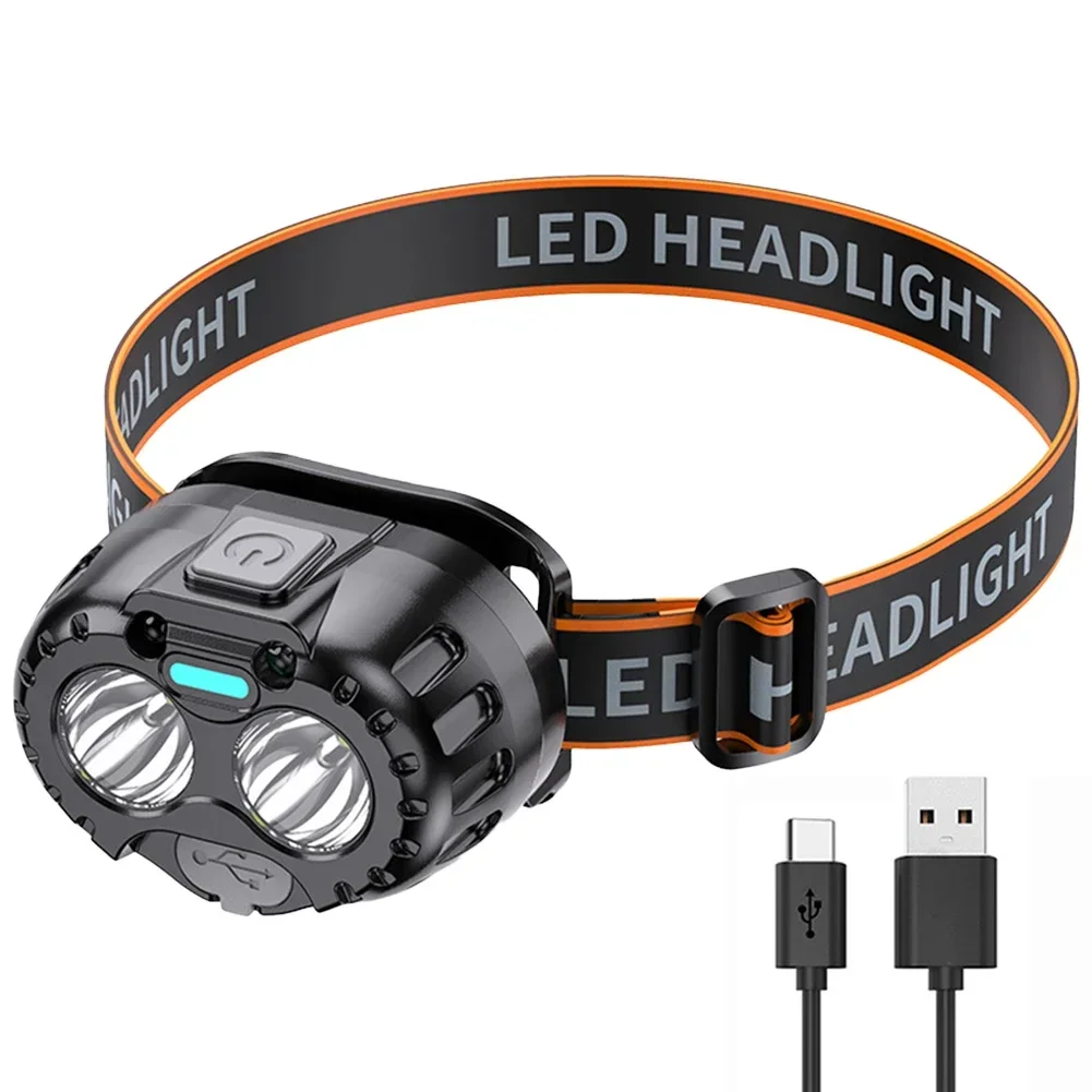 Dual Light Source LED Induction Headlight Emergency Head Flashlight 250LM XPE Headlamp 500mAh for Outdoor Fishing Camping Hiking
