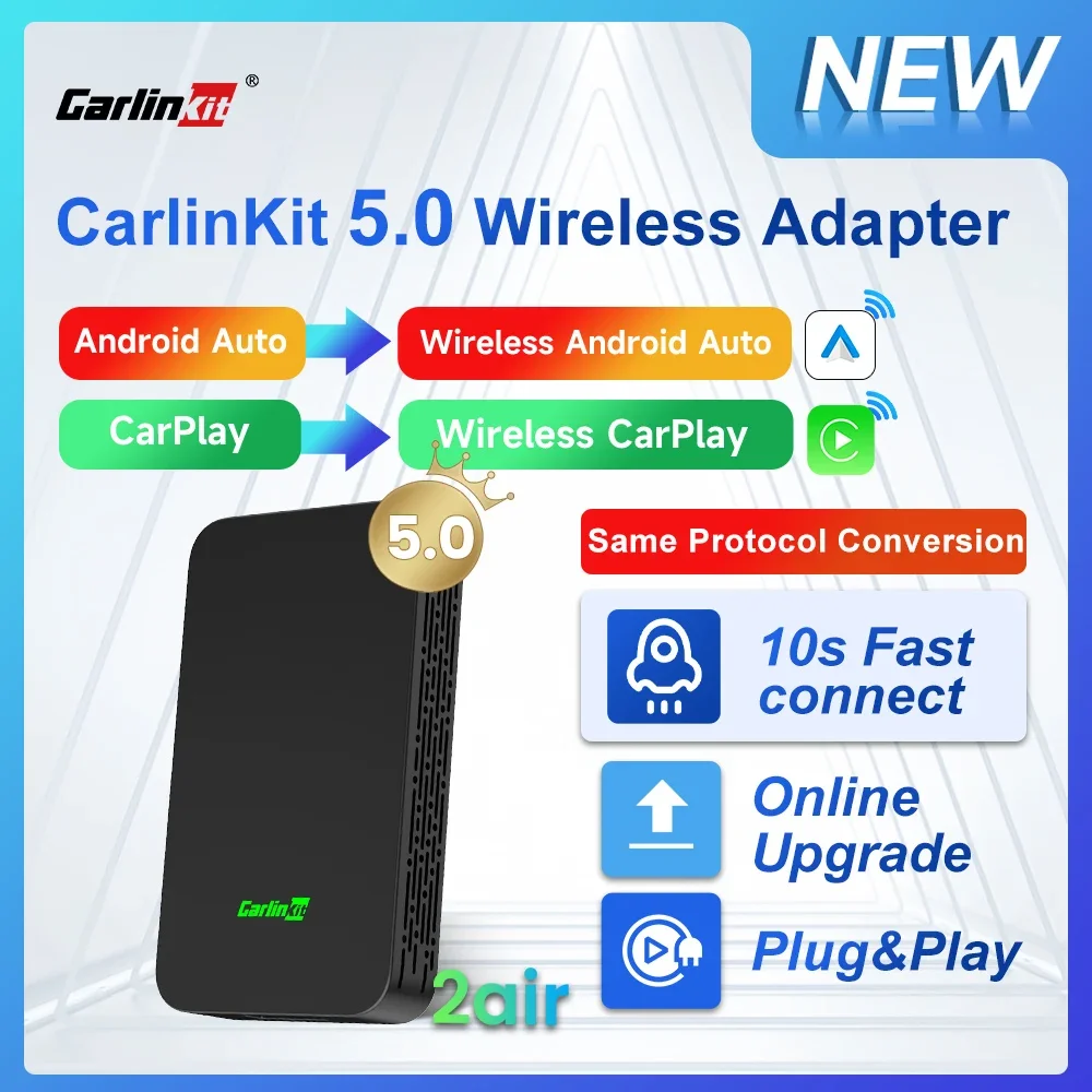 CarlinKit 5.0 2Air & CP2A Wireless Android Auto &CarPlay Wireless Adapter 2.4G&5.8Ghz WiFi Auto Connect OTA Update For OEM Cars