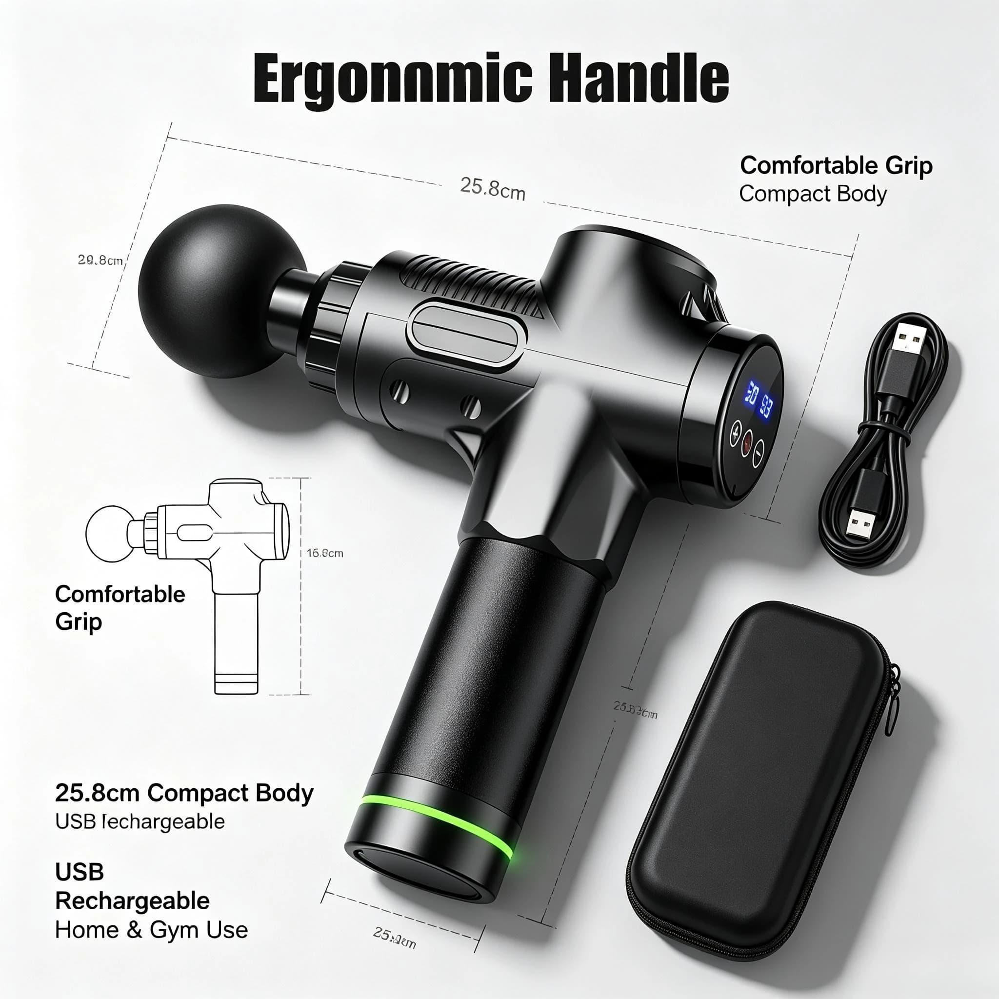 Massage Gun Multiple Level Percussion Device Low Noise Reduction Deep Tissue Massage Gun For Full Body Neck Muscle Relax Electric Fitness Massager For Male Female Athletes