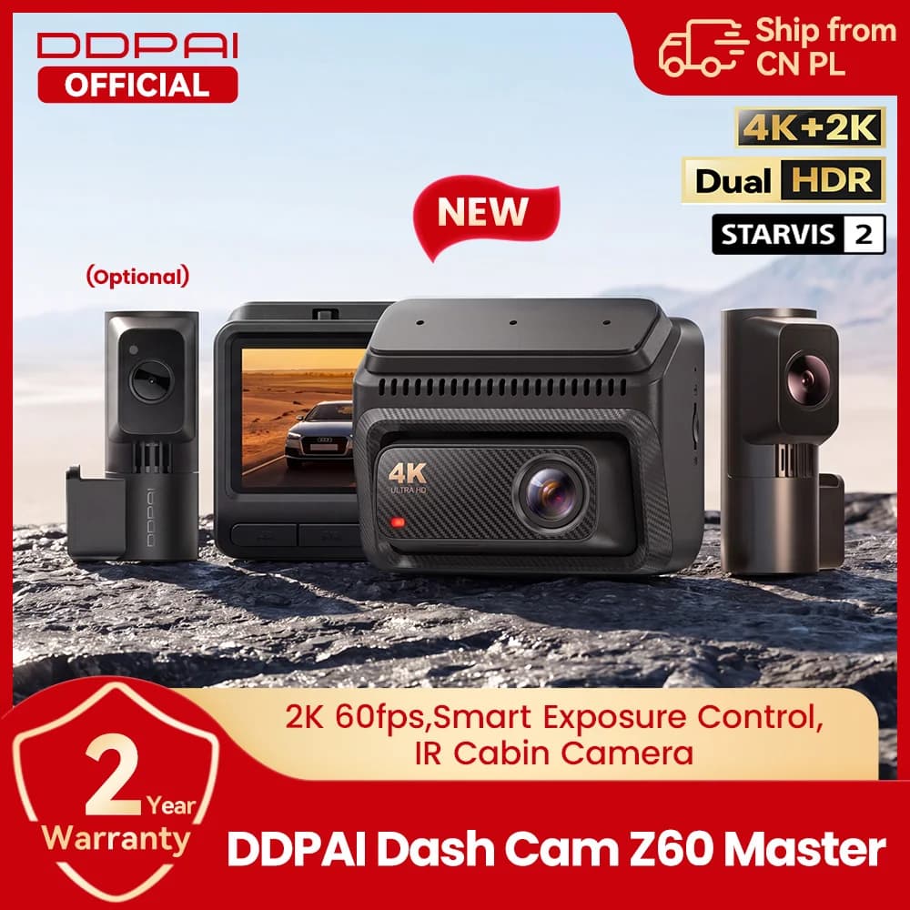【New】DDPAI Z60Master Dual Dash Cam 4K+2K 2/3 Channel Front and Rear HDR Night Vision WiFi6 GPS ADAS Dash Camera DVR Car Dashcam