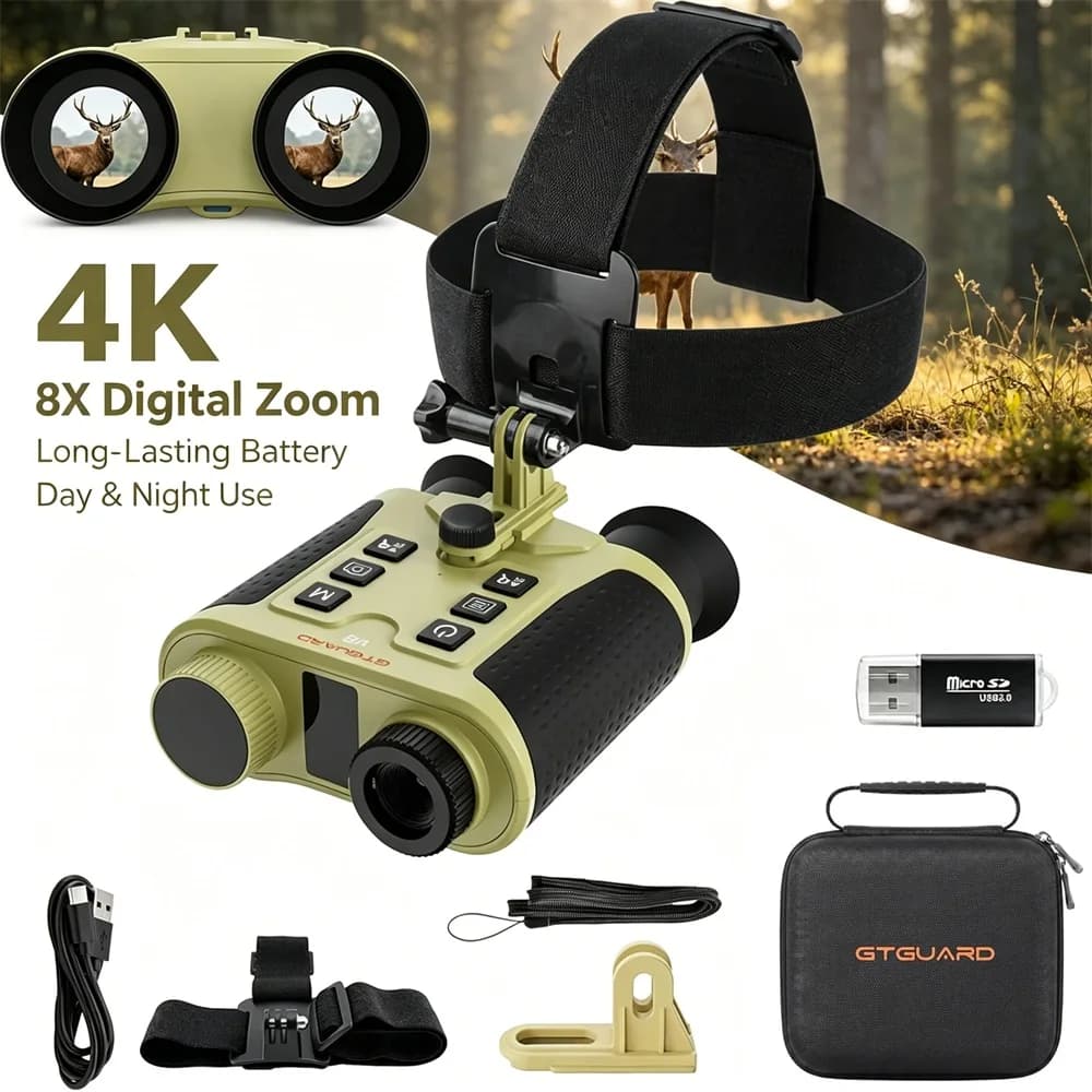 4K Night Vision Binoculars 8X Digital Zoom Nightvision Goggles Head Mounted Infrared Digital Telescope Photos&Videos For Hunting