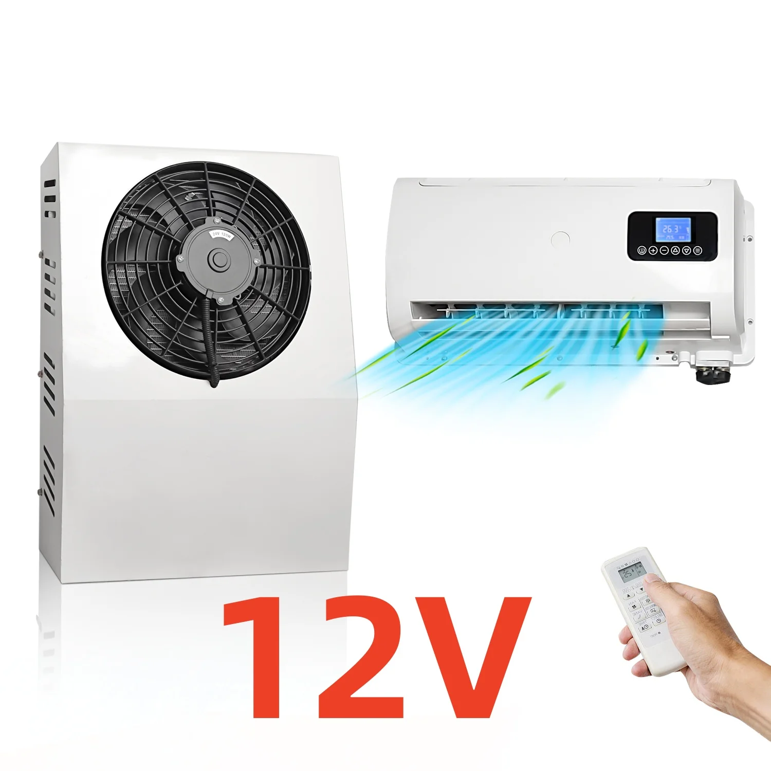 Aspligo 10500BTU Cool 12V Electric Split Parking Air Conditioning Low Noise Fast Cooling Air Conditioner For Truck Camper Van RV
