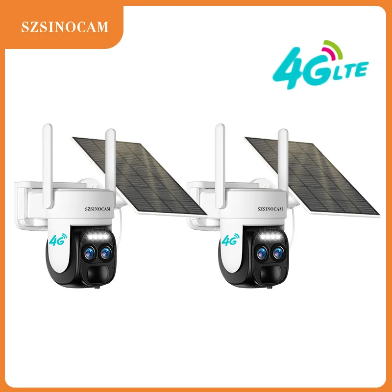 SZSINOCAM 2PCS Security System Wireless Motion Detection Super HD Cameras Two-Way Audio IR Night Vision EU 4G 3MP