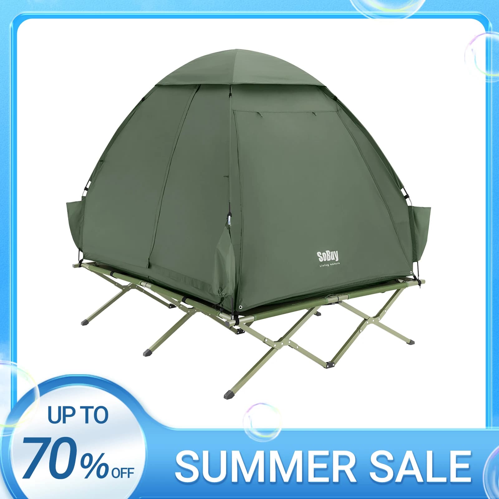 SoBuy OGS32-L camp bed with tent 2 persons 7in1 throwing tent with air pump, rolling bag, sleeping bag 193x188x145cm to 180 kg
