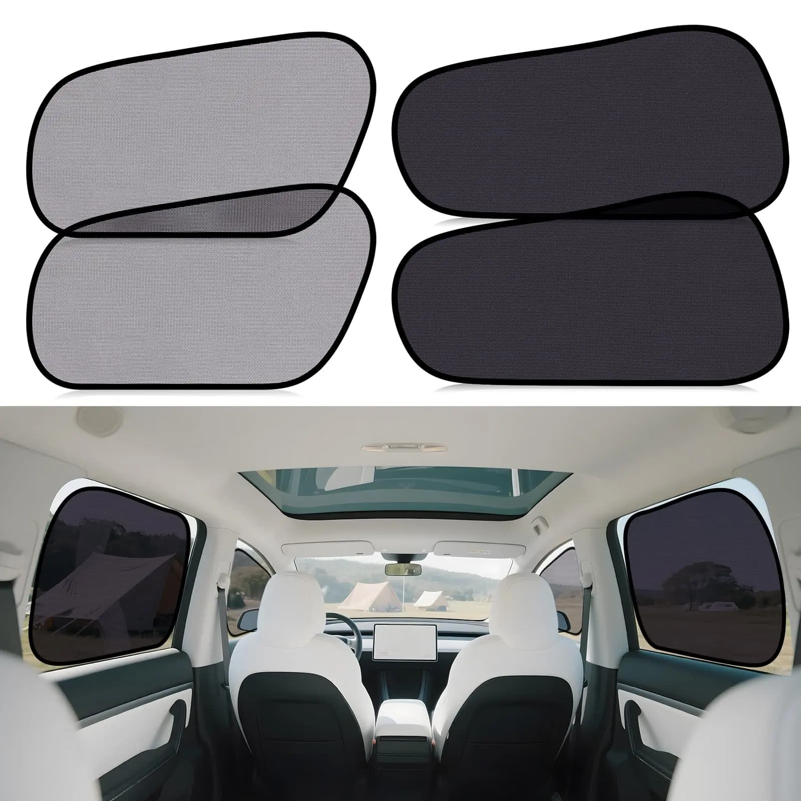 Tesla Model Y UV Sunscreen 2021-2025 Dimming Glass Mesh Car Accessories Heat Insulation