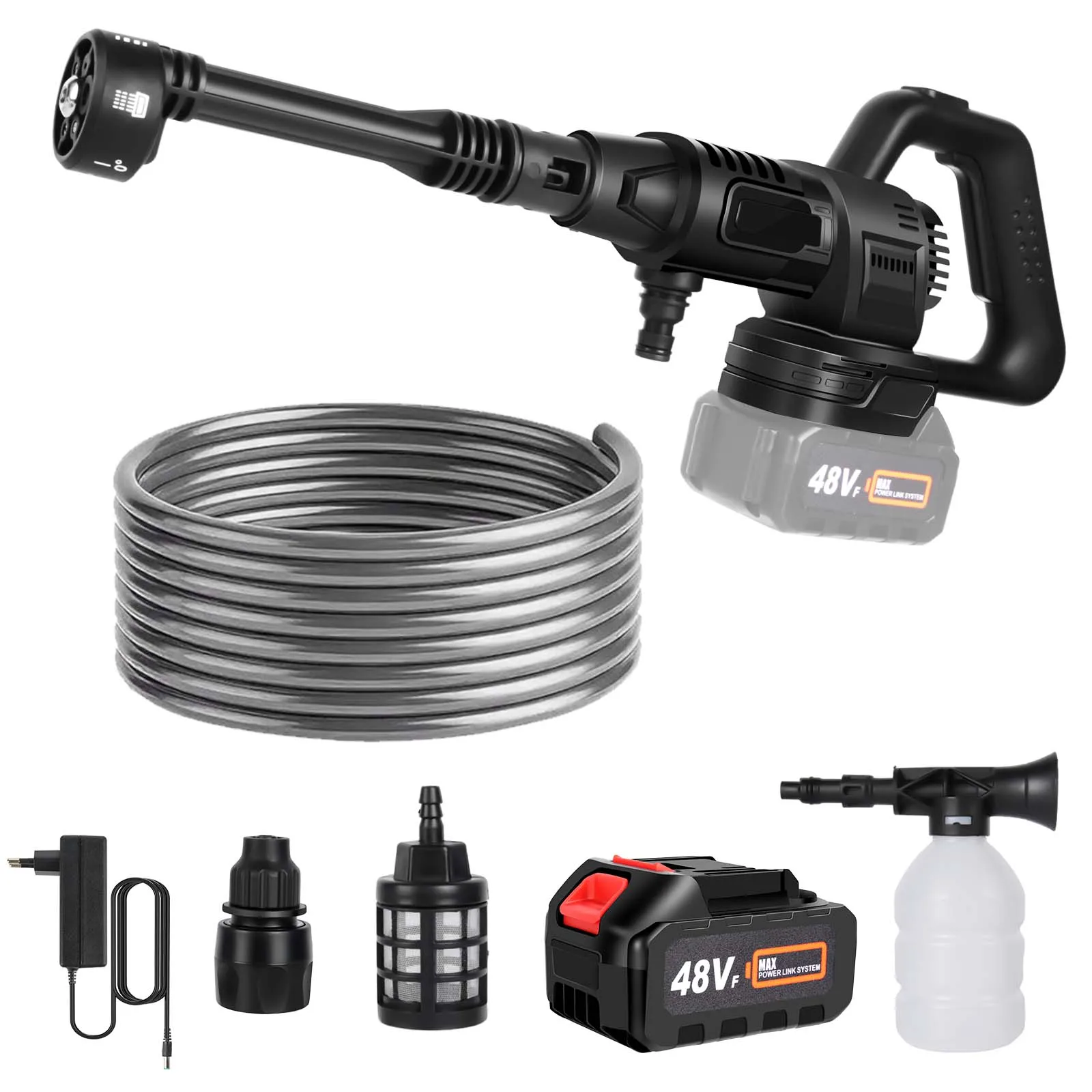High pressure Cordless Car Washer Water Spray Gun Brushed Motor 6-in-1 Adjustable Nozzle Cleaner Washer Spray Water Cleaning Machine