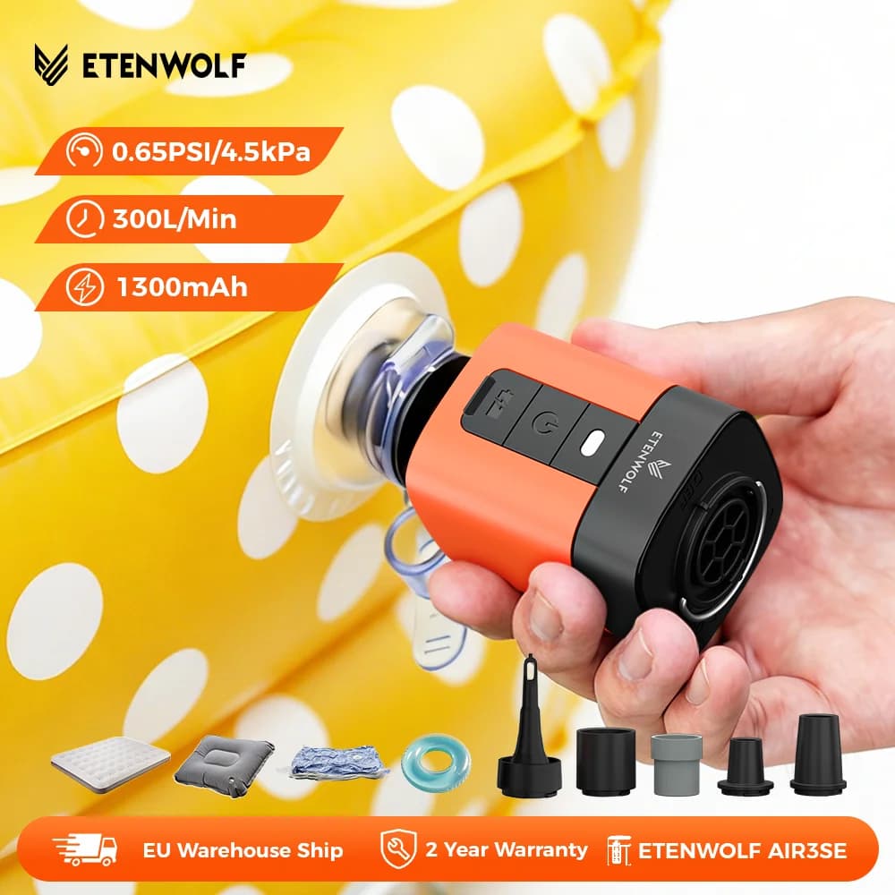 New ETENWOLF AIR 3se Camping Air Pump Portable Inflator/Deflator for Pads, Sleeping Mats, Pool Floats, Inflatable Pillow