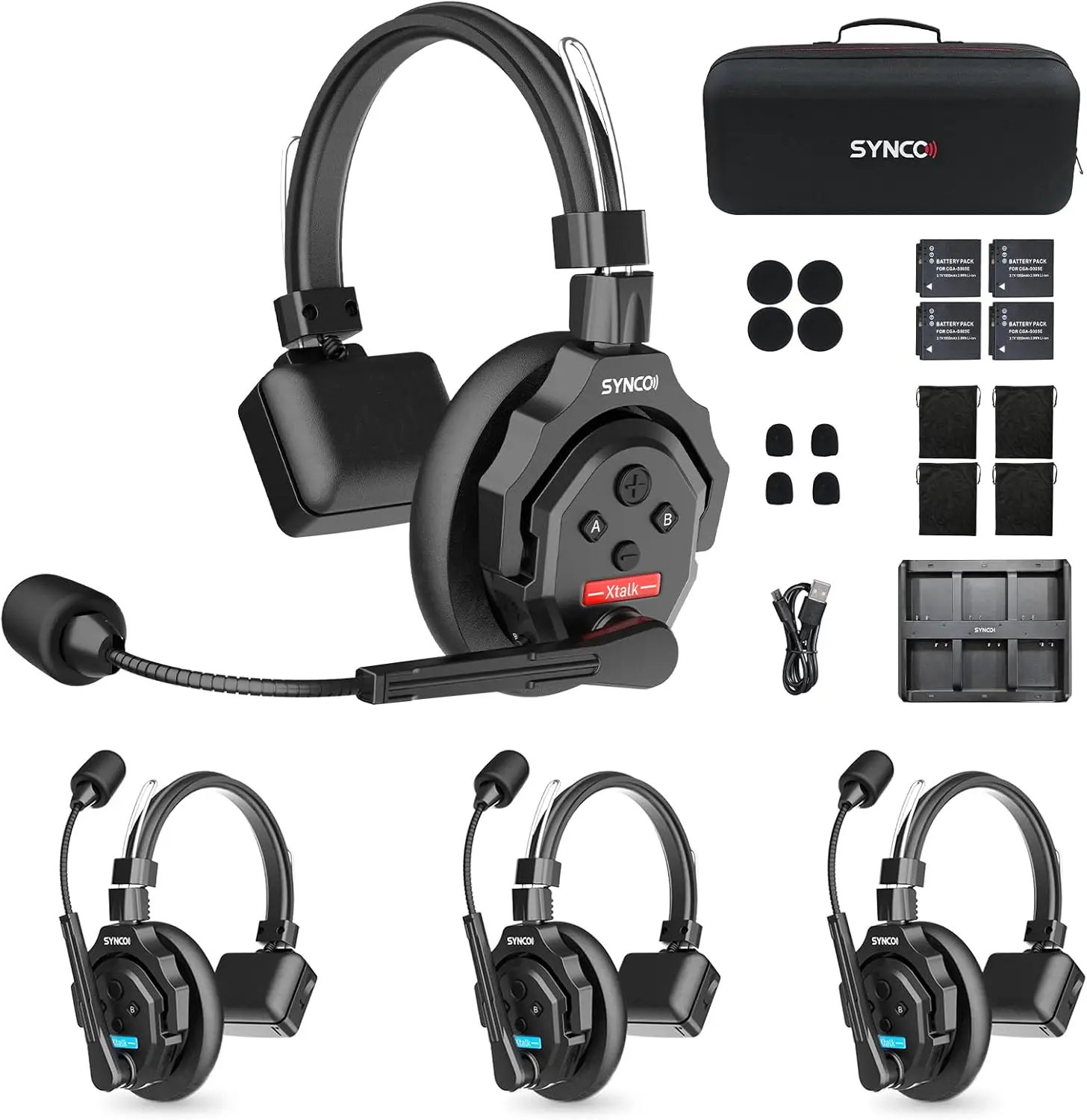 SYNCO Wireless Bluetooth Intercom Headphones XTALK X2/X4/X5 2.4GHz Full Duplex Wireless Headphones with 24H 350M Communication