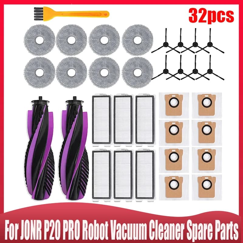 For JONR P20 PRO Robot Vacuum Cleaner Spare Parts, Main Side Brush Hepa Filter Mop Dust bag Replacement Parts